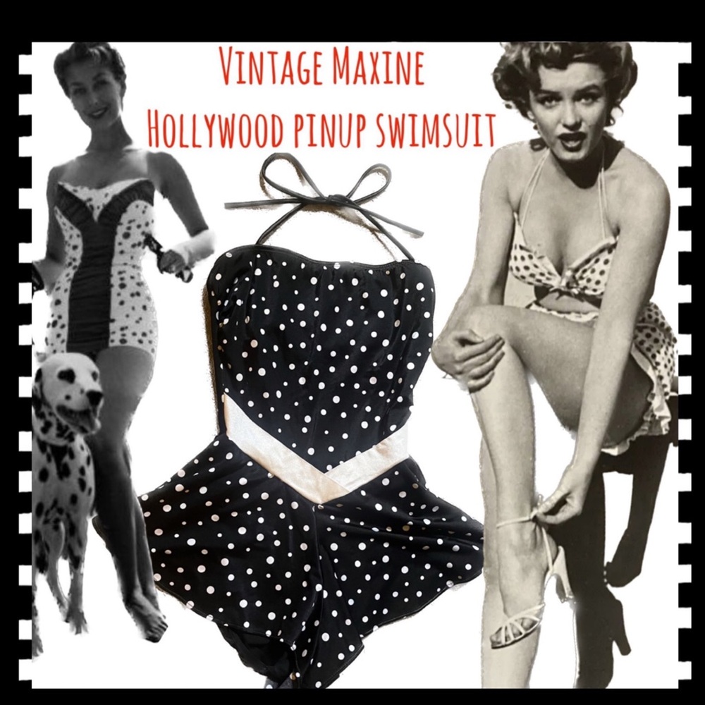Vintage Maxine Hollywood Pinup Swimsuit M